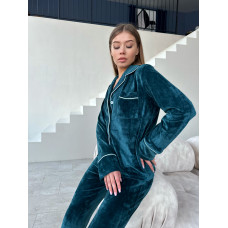 мод 121-3⠀ Плюшевая пижама с кантом Рубашка + Брюки мод 121-3⠀ Плюшевая пижама с кантом Рубашка + Брюки