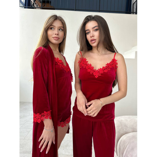     Мод 116  Халат+ майка +шорты +штаны      