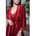 Бархатный набор халат+пижама с кружевом -031-10