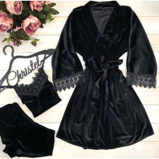 Пижама женская комплект халат+ пижама с кружевом. Модель 0311-5