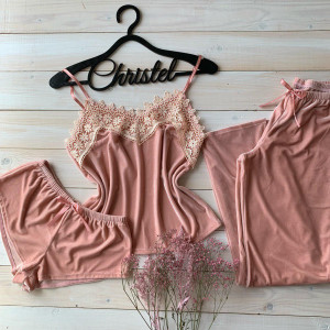 Пижама женская тройка ( шорты+майка+штаны) S ,M,L Код товара 057-6