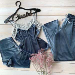 Пижама женская тройка ( шорты+майка+штаны) S ,M,L Код товара 057-4