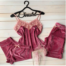 Пижама женская тройка ( шорты+майка+штаны) S ,M,L Код товара 057-3