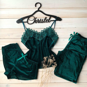 Пижама женская тройка ( шорты+майка+штаны) S ,M,L Код товара 057-2