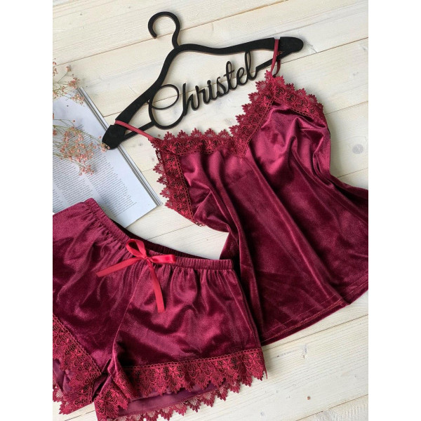 Бархатный  комплект  ( майка+шорты) от Christel