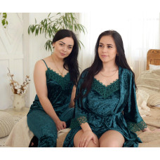 Бархатный набор (Халат+штаны+майка+шорты)  Модель 072-26