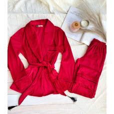 Плюшивая пижама (Халат +штаты)   Модель 090-28