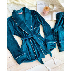 Плюшевая пижама (Халат +штаты)   Модель 090-7