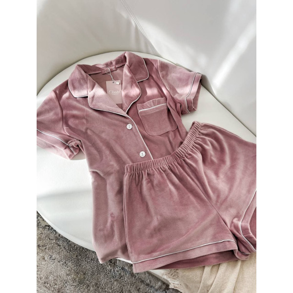 мод 099 Плюшевый комплект двойка : рубашка (короткий рукав) +шорты