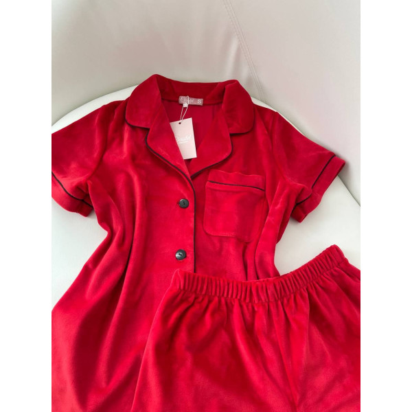 мод 099 Плюшевый комплект двойка : рубашка (короткий рукав) +шорты