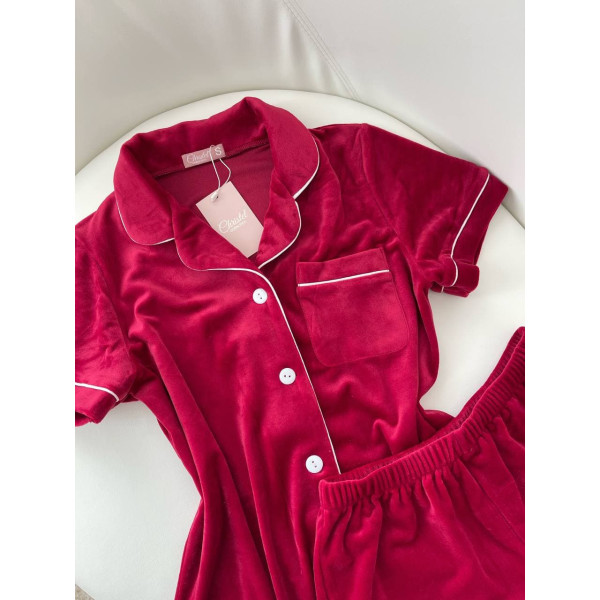 мод 099 Плюшевый комплект двойка : рубашка (короткий рукав) +шорты